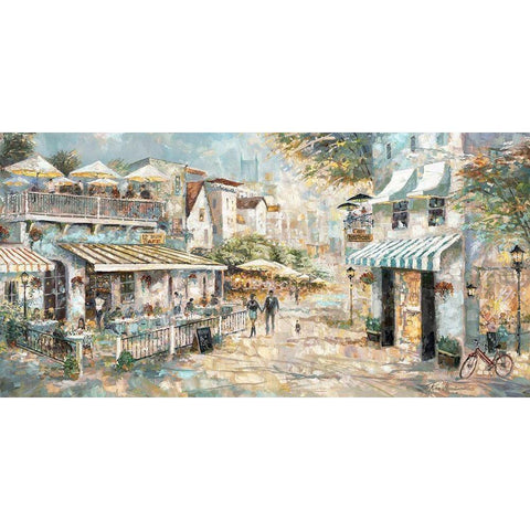 Rooftop Cafe Gold Ornate Wood Framed Art Print with Double Matting by Manning, Ruane