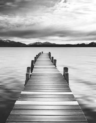 Jetty Black and White Modern Wood Framed Art Print with Double Matting by Delimont, Danita