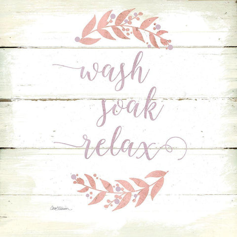 Wash, Soak, Relax White Modern Wood Framed Art Print by Robinson, Carol