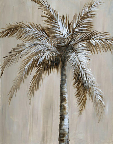 Palm Magic II White Modern Wood Framed Art Print with Double Matting by Nan