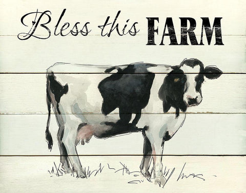 Bless This Farm Black Ornate Wood Framed Art Print with Double Matting by Robinson, Carol