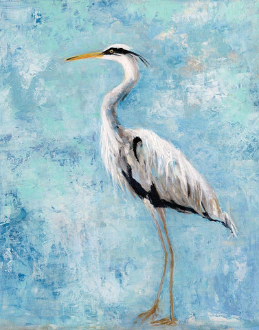 Hazy Morning Heron Black Ornate Wood Framed Art Print with Double Matting by Swatland, Sally