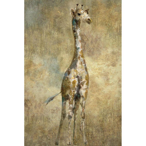 Summer Safari Giraffe Black Modern Wood Framed Art Print by Nan