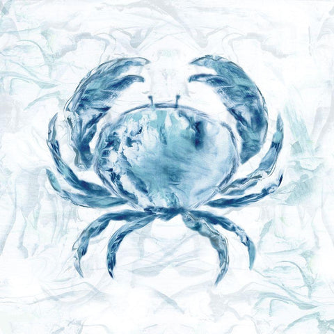 Blue Marble Coast Crab White Modern Wood Framed Art Print by Nan