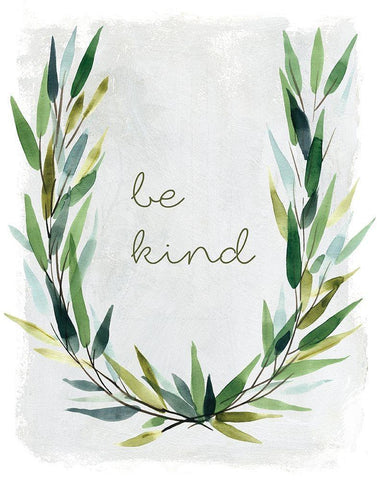 Kind Greenery White Modern Wood Framed Art Print with Double Matting by Robinson, Carol