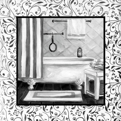 Black and White Black Ornate Wood Framed Art Print with Double Matting by Robinson, Carol