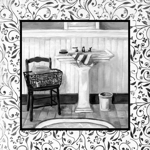 Black and White Black Ornate Wood Framed Art Print with Double Matting by Robinson, Carol