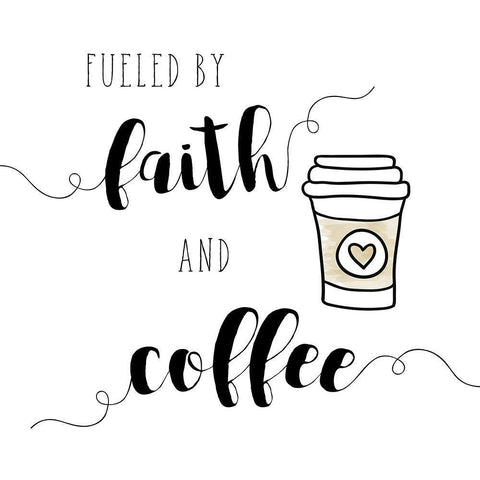 Faith and Coffee Black Ornate Wood Framed Art Print with Double Matting by Murray, Amanda