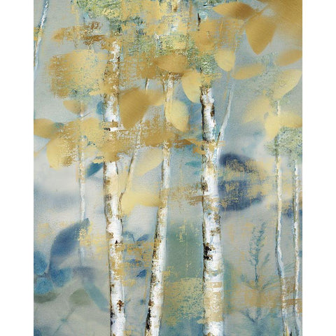 Gilded Forest Detail I Black Modern Wood Framed Art Print with Double Matting by Nan