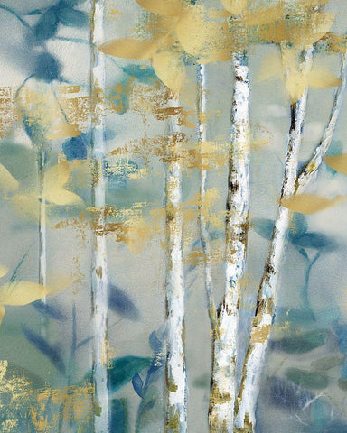 Gilded Forest Detail II White Modern Wood Framed Art Print with Double Matting by Nan