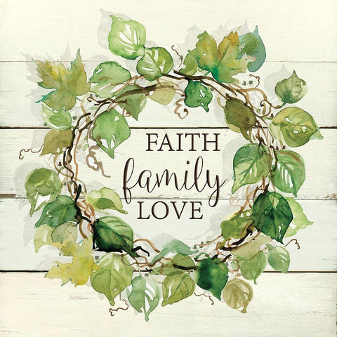 Faith, Family, White Modern Wood Framed Art Print with Double Matting by Robinson, Carol