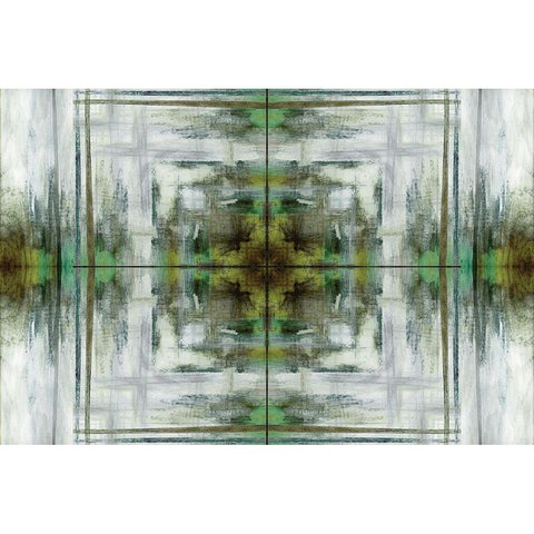 Green Grey Kaleidoscope White Modern Wood Framed Art Print by Nan