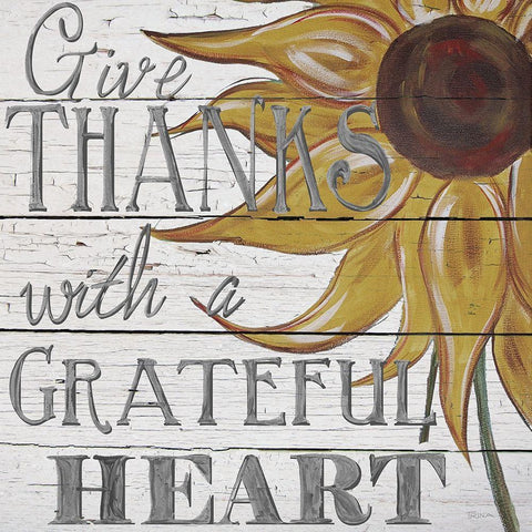 Grateful Heart Black Modern Wood Framed Art Print with Double Matting by Craven, Katrina