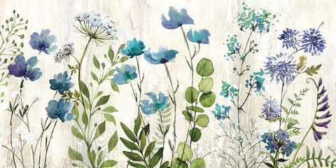 Blue Meadow White Modern Wood Framed Art Print with Double Matting by Knutsen, Conrad