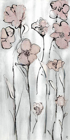 Wildflowers I Black Ornate Wood Framed Art Print with Double Matting by Jill, Susan