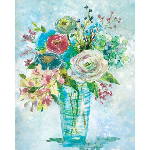 Blue Bouquet I White Modern Wood Framed Art Print by Robinson, Carol