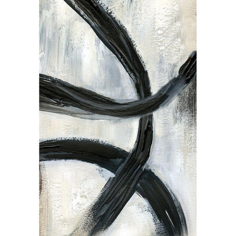 Abstract Rings II Black Modern Wood Framed Art Print with Double Matting by Nan