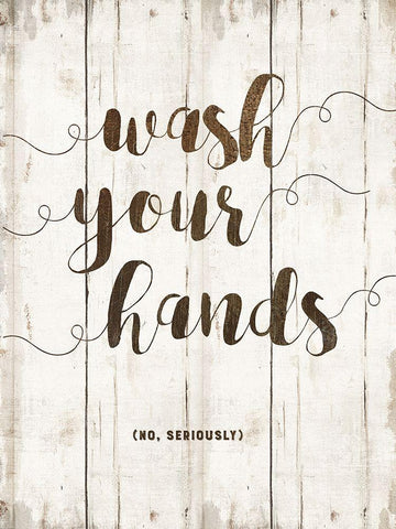 Wash Hands Black Ornate Wood Framed Art Print with Double Matting by Murray, Amanda