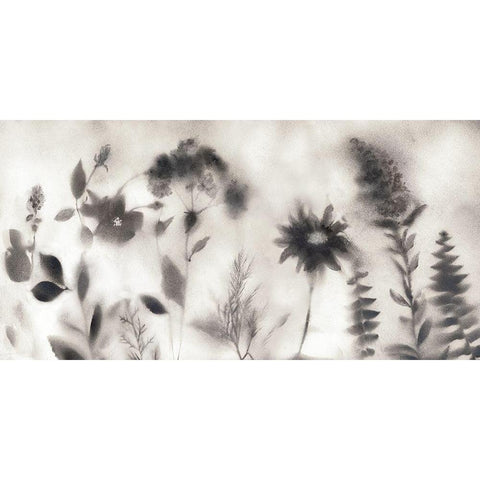 Misty Wildflower Morning White Modern Wood Framed Art Print by Nan