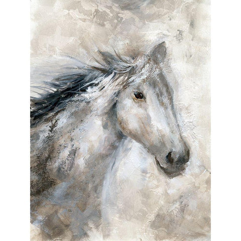 Neutral Horse Black Modern Wood Framed Art Print with Double Matting by Nan