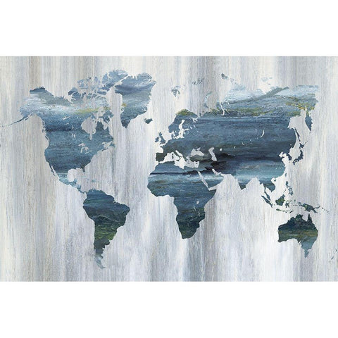 Textural World Map Black Modern Wood Framed Art Print by Nan