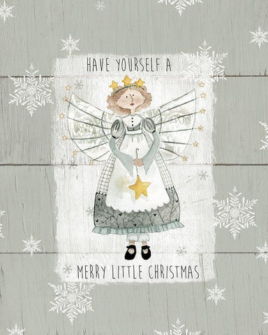 Merry Little Christmas White Modern Wood Framed Art Print with Double Matting by Robinson, Carol