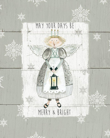 Merry and Bright White Modern Wood Framed Art Print with Double Matting by Robinson, Carol