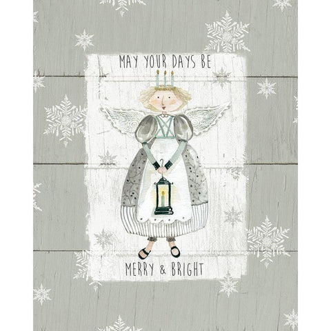 Merry and Bright White Modern Wood Framed Art Print by Robinson, Carol