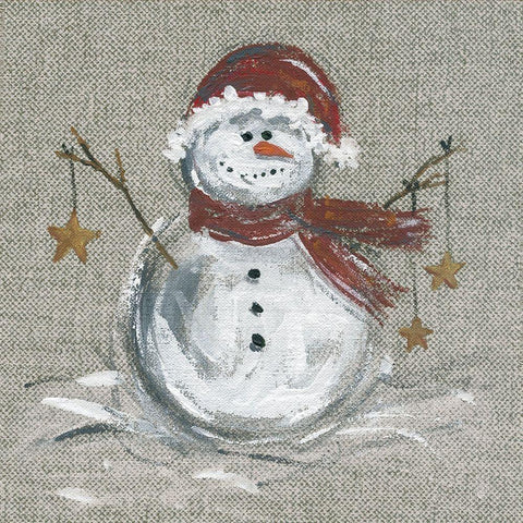 Linen Snowman I White Modern Wood Framed Art Print by Robinson, Carol