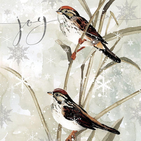 Winter Birds White Modern Wood Framed Art Print by Robinson, Carol