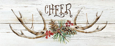 Rustic Cheer White Modern Wood Framed Art Print with Double Matting by Robinson, Carol