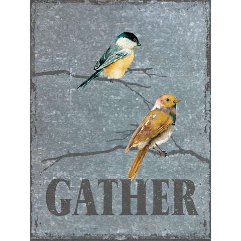Gather on Galvanized Metal Gold Ornate Wood Framed Art Print with Double Matting by Robinson, Carol