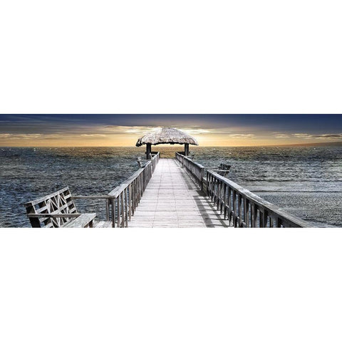 Honduras Pier Gold Ornate Wood Framed Art Print with Double Matting by Carpentieri, Natalie