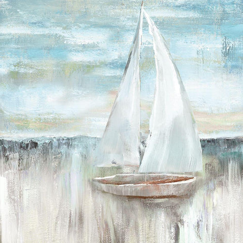 Soft Sail I White Modern Wood Framed Art Print by Nan