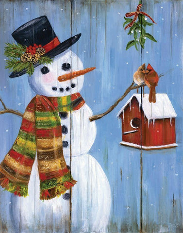 Winter Kisses White Modern Wood Framed Art Print with Double Matting by Dunlap, Marilyn