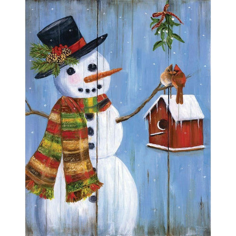 Winter Kisses Black Modern Wood Framed Art Print by Dunlap, Marilyn