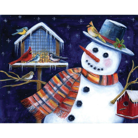 Snow Friends Black Modern Wood Framed Art Print by Dunlap, Marilyn