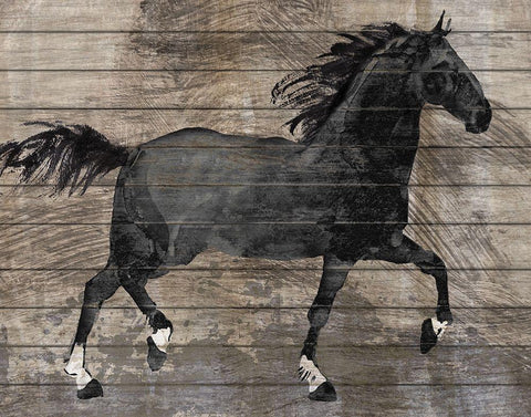 Barnwood Horse Black Ornate Wood Framed Art Print with Double Matting by Knutsen, Conrad