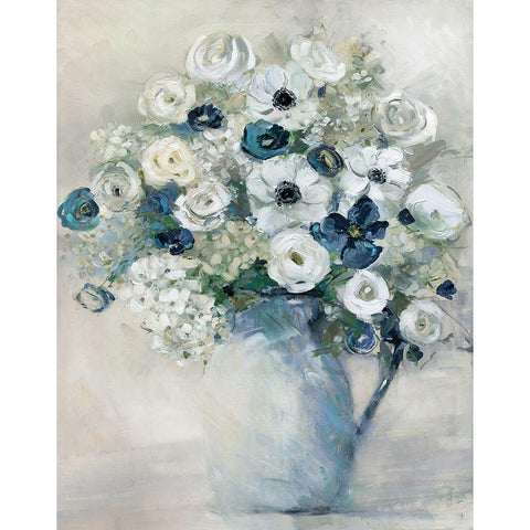 Anemone and Blue White Modern Wood Framed Art Print by Swatland, Sally