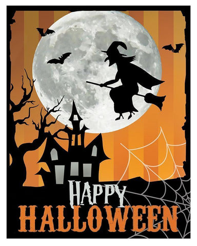 Halloween Night White Modern Wood Framed Art Print with Double Matting by Donovan, Maria