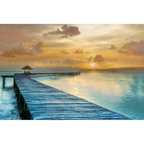 Island Time Black Modern Wood Framed Art Print with Double Matting by Calascibetta, Mike