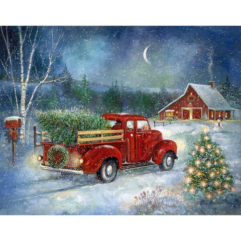 Christmas Delivery Black Modern Wood Framed Art Print with Double Matting by Manning, Ruane