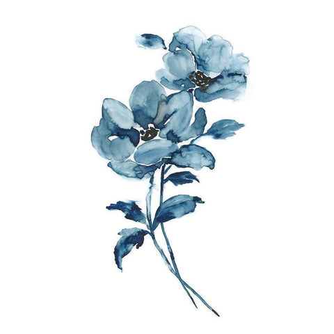 Blue Botanique I White Modern Wood Framed Art Print by Nan