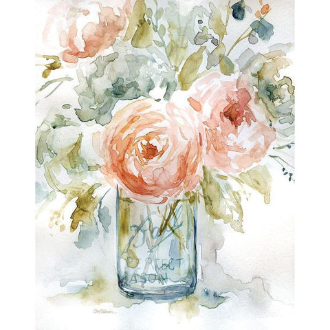 Cabbage Roses I White Modern Wood Framed Art Print by Robinson, Carol