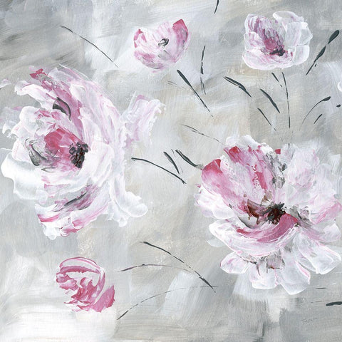 Blush Bloom I Black Modern Wood Framed Art Print with Double Matting by Craven, Katrina