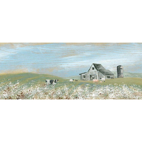 Cotton Fields Black Modern Wood Framed Art Print with Double Matting by Robinson, Carol