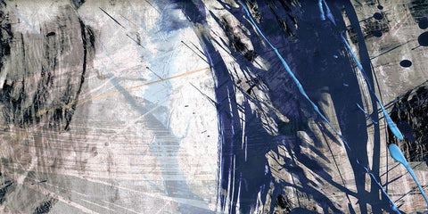 Blue Noise II White Modern Wood Framed Art Print with Double Matting by Butler, John