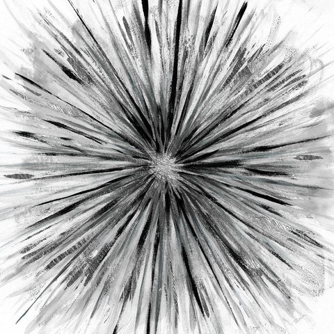 Staccato Burst Black Modern Wood Framed Art Print by Craven, Katrina
