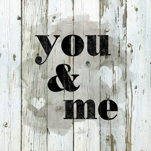 Wood Stencil You and Me White Modern Wood Framed Art Print with Double Matting by Robinson, Carol