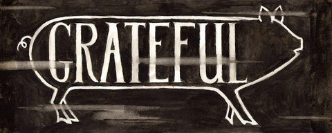 Grateful Pig Black Ornate Wood Framed Art Print with Double Matting by Halm, Carol